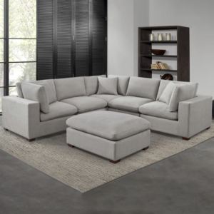 Lowell 6-Piece Modular Sectional Sofa with Ottoman – Light Gray