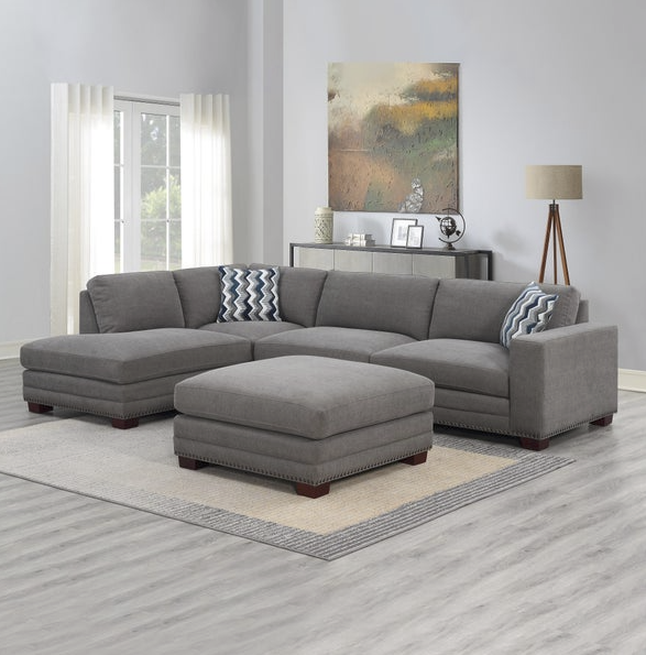 Penelope Fabric Sectional with Ottoman- 3 piece set