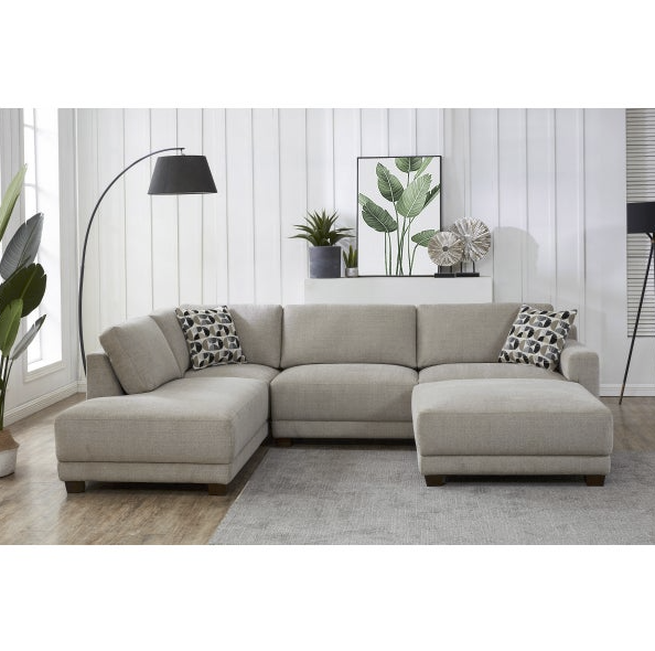 Raylin Fabric Sectional With Ottoman