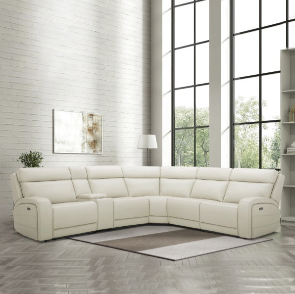 Gearhart 6-piece Leather Power Reclining Sectional with Power Headrests