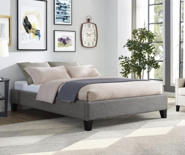 Light Gray Platform Bed | Queen