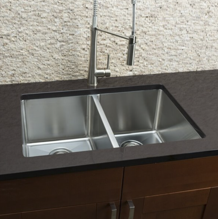 Undermount Kitchen Sink - Double Equal Bowl - 29-in - Stainless Steel