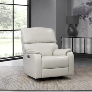 Columbia Leather Power Glider Recliner with Power Headrest | Cream