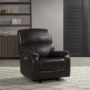 Columbia Leather Power Glider Recliner with Power Headrest | Brown