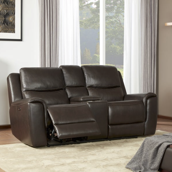 Harvey Leather Power Reclining Loveseat with Power Headrests