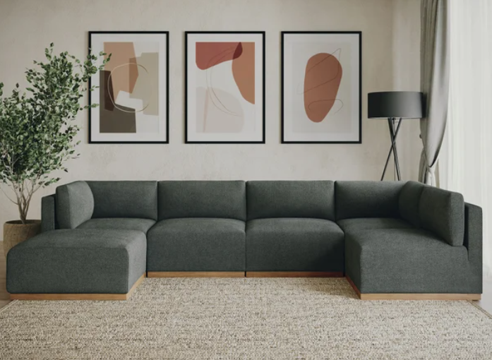 Gray Murphy Fabric Modular Sectional with Ottoman