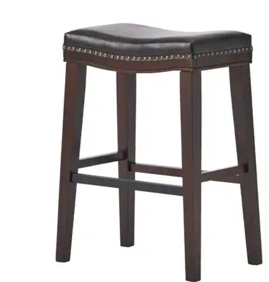 Kimi Contemporary Upholstered Saddle Barstool with Nailhead Trim 2PC