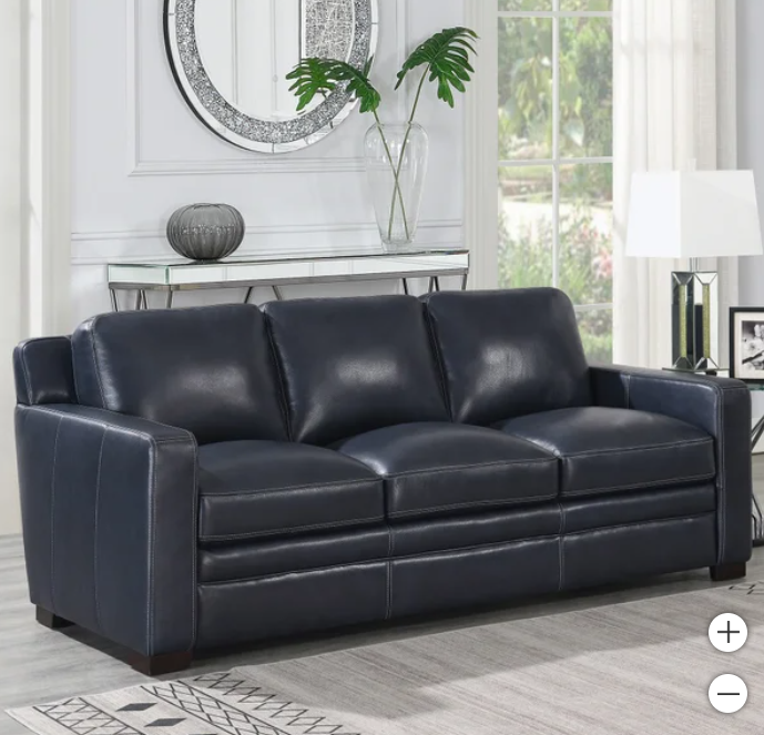 Chanton Blue Leather Sofa