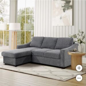 Aria Fabric Reversible Sleeper Sectional Sofa with Chaise, Storage & USB Charging Ports