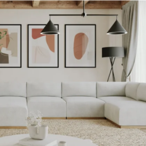 Cream Murphy Fabric Modular Sectional with Ottoman