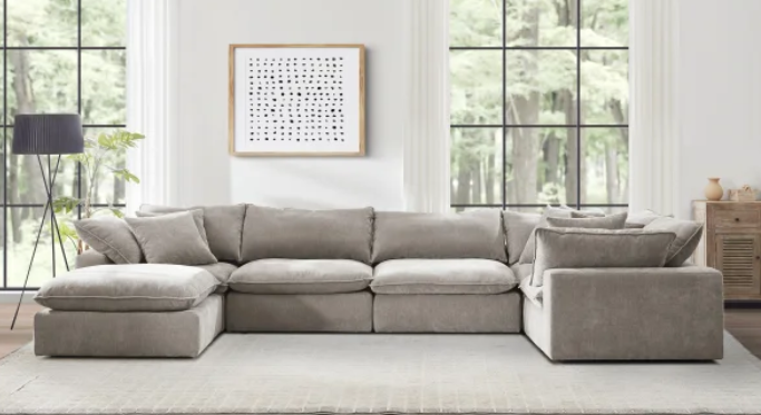 Sereen 6-Piece Modular Sectional with Ottoman – Light Brown