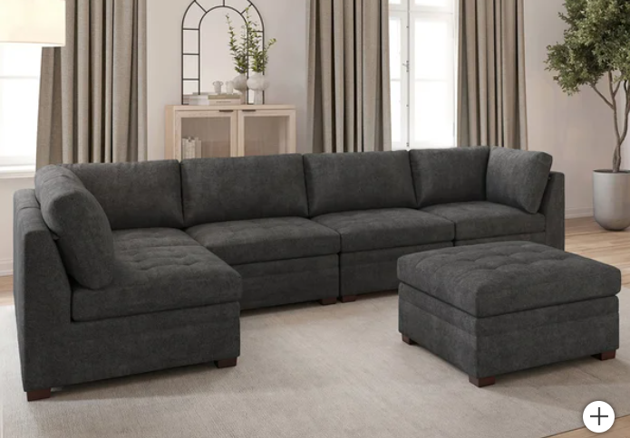 Tisdale Modular Sectional 6-piece Dark Gray with Storage Ottoman