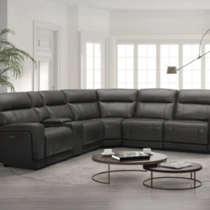 Lauretta 6-piece Leather Power Reclining Sectional with Power Headrests