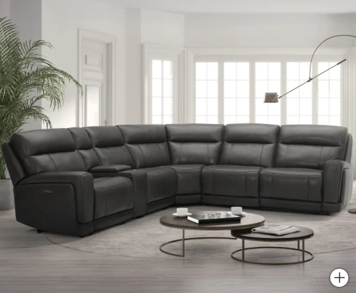 Lauretta 6-piece Leather Power Reclining Sectional with Power Headrests