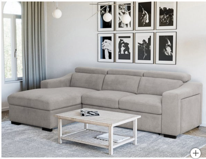 Roxana Fabric Sleeper Sofa with Storage Chaise