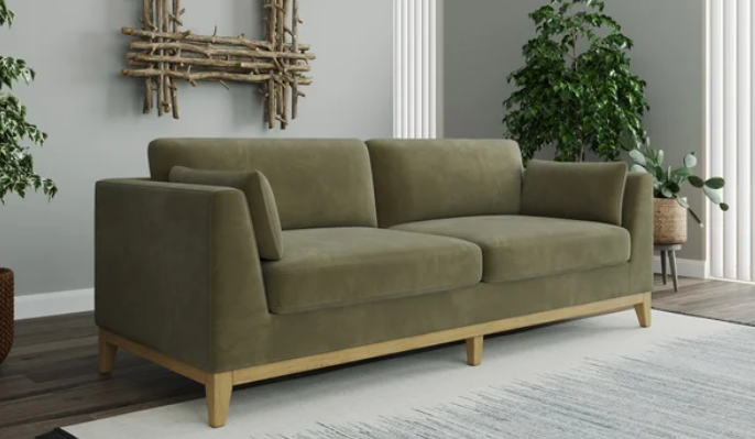 Mokena Green Fabric Stationary Sofa with Storage