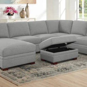 Langdon Fabric Sectional with Chaise and Storage Ottoman