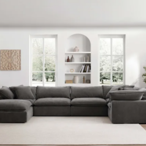 Sereen 6-Piece Modular Sectional Sofa with Ottoman and Feather-Blend Cushions Dark Gray