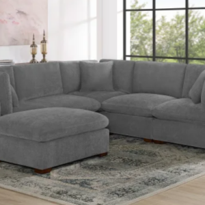 Lowell Modular Dark Gray Sectional Sofa with Ottoman and Reversible Cushions