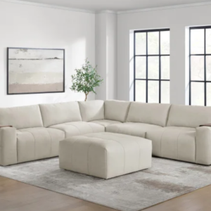 Paige Modular L-Shaped Sectional with Feather-Wrapped Cushions, Removable Wood Trays & Performance Fabric