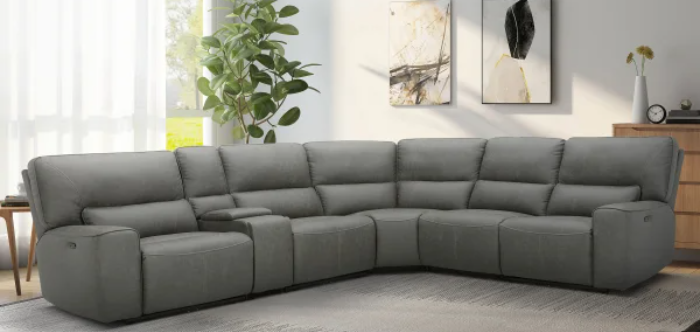 Sweeney 6-piece Fabric Power Reclining Sectional with Power Headrests Gray
