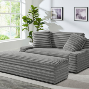 Wills Fabric Oversize Chair and Storage Ottoman