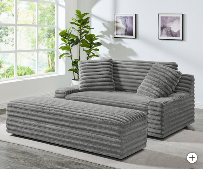 Wills Fabric Oversize Chair and Storage Ottoman