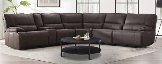 Brower L-Shaped Power Reclining Sectional with USB Charging, Storage Console, and Suede-Like Fabric