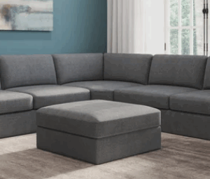 Bryden Dark Gray Fabric Sectional w/ Storage Seats and Ottoman