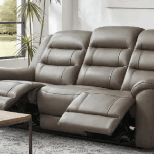 Mason Leather Power Reclining Sofa with Power Headrests- Taupe