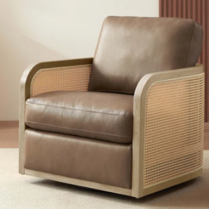 Harley Leather Swivel Accent Chair