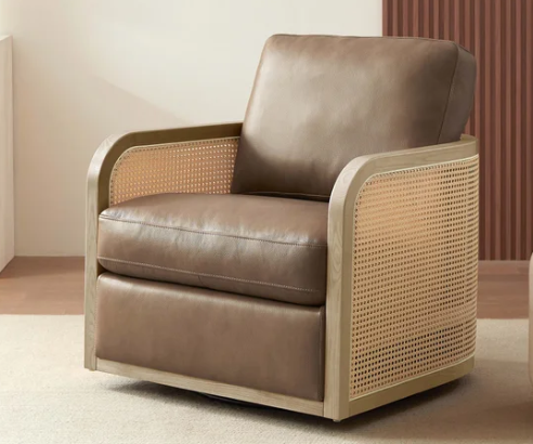 Harley Leather Swivel Accent Chair