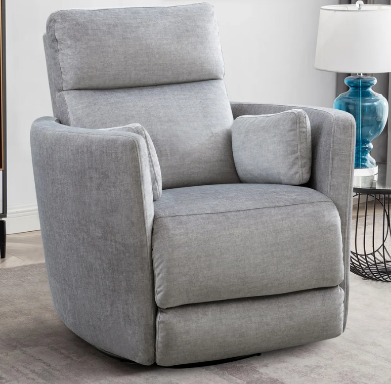 Darcy Fabric Power Swivel Glider Recliner with Power Headrest