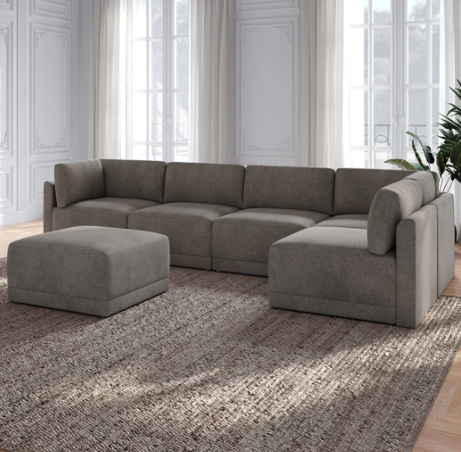 Fallon Modular Sectional 6-piece Gray with Ottoman