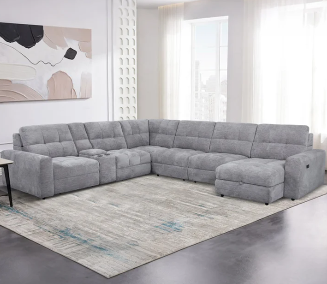 Emma Fabric Power Reclining Sectional with Power Footrest