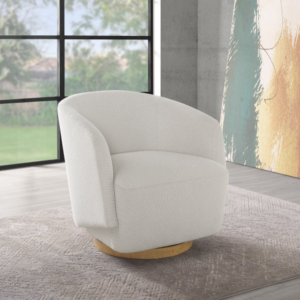 Cream Murphy Swivel Accent Chair – Modern Barrel-Back Boucle Upholstered Chair