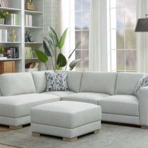 Drayden 3-Piece Left-Facing Sectional with Ottoman – Light Gray