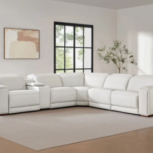 Karson Ivory Leather Power Reclining Sectional