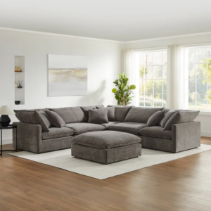 Mira 6-Piece Modular Fabric Sectional with Ottoman